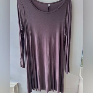 Brown Long Sleeve T-Shirt Dress